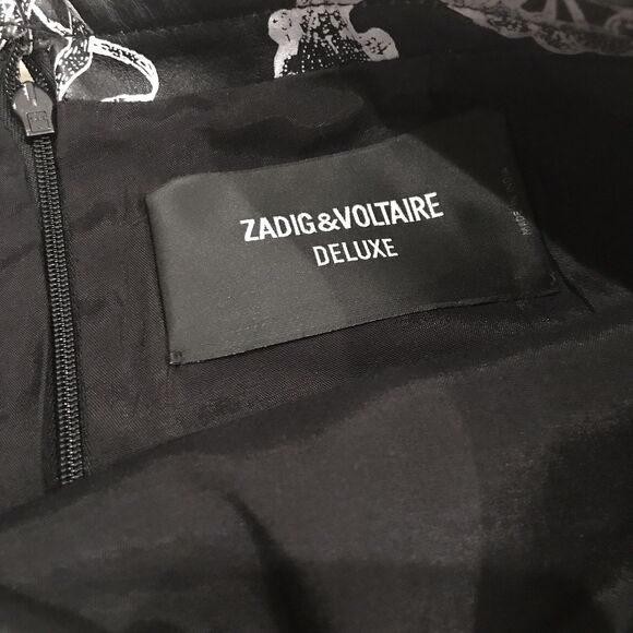 NEW ZADIG & VOLTAIRE Black Leather Jay Print Deluxe Mini Skirt Sz XS/34 $565 - Picture 7 of 9